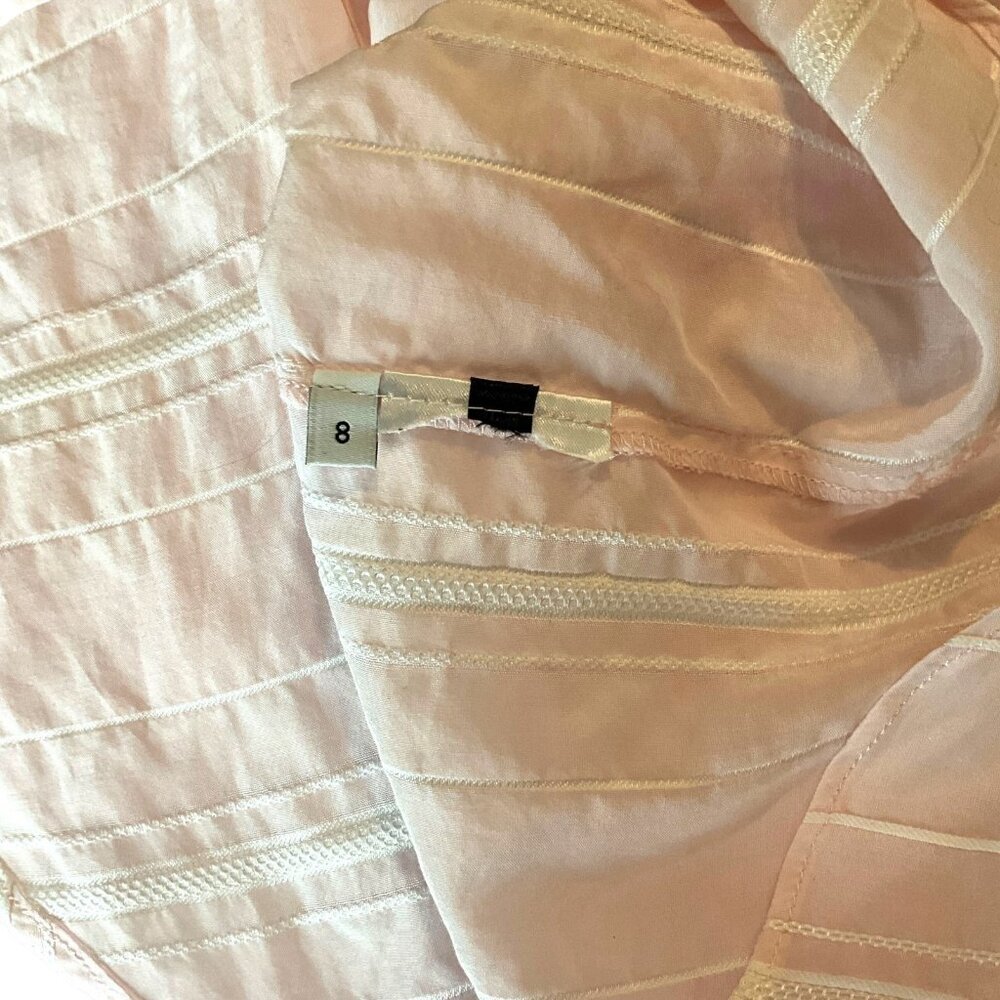 Bella Freud Button Down Shirt Pink Striped Scalloped Collar Cuffs Size 8 Preppy - Picture 12 of 12